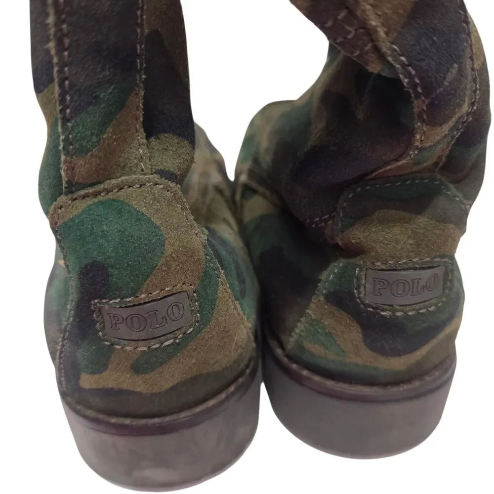 Polo Ralph Lauren Camo Ranger Combat Boots Mens 8 Military Suede Canvas